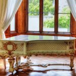 antique white grand piano