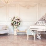 traditional white grand piano