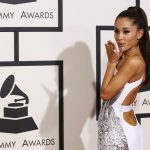 Grande wearing Versace at the 2015 Grammy Awards