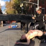 Naked performance with the piano at Washington Square